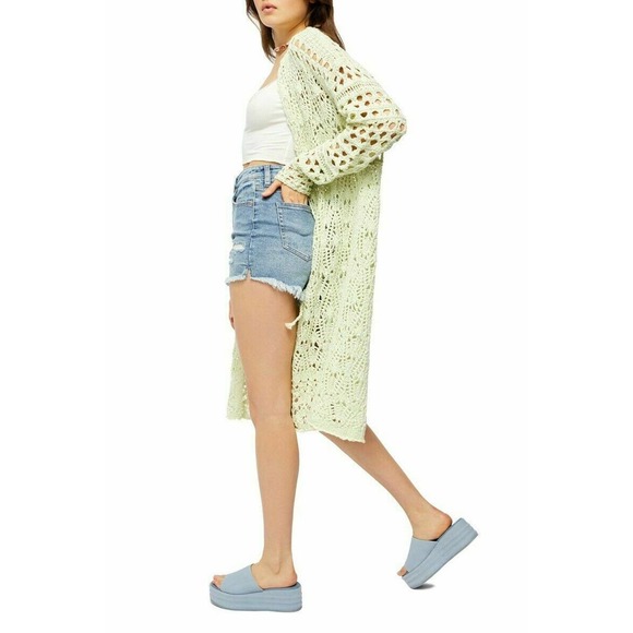 Free People Women Sweet Talker Cardigan Sweater Jacket Honeydew Green S,$168 NWT - Picture 5 of 6
